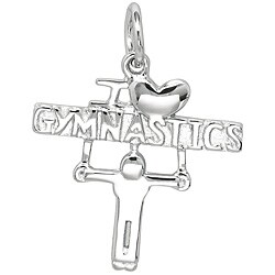 Sterling Silver 'I Love Gymnastics' Charm