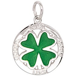 Sterling Silver/ Enamel 'Good Luck Clover' Charm