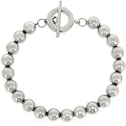 Sterling Silver 8-mm Bead Toggle Bracelet