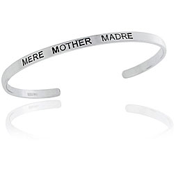 Sterling Silver 'Mere, Mother, Madre' Bangle