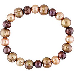 Multi-brown FW Pearl Elastic Bracelet (8.5-9 mm) (Set of 6)