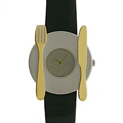 Pedre Women's Two-tone Knife/ Fork and Plate Novelty Watch