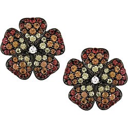18k Gold Orange and Yellow Sapphire Earrings