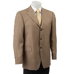 Arnold Brant Men's Rayon from Bamboo/ Wool Blend Tan Check Blazer