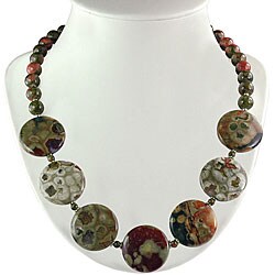 Silver Unakite Medallion Necklace (Thailand)