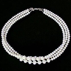 Silver Pearl 3-strand Necklace (Thailand)