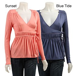 BCBGeneration Women's Twill Trim Wrap Top