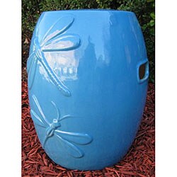Dragonfly Ocean Blue Ceramic Garden Stool