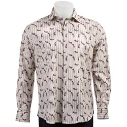 Equilibrio Men's Embroidered Fancy Woven Sport Shirt