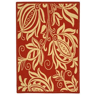 Indoor/ Outdoor Andros Red/ Natural Rug (2'7 x 5')