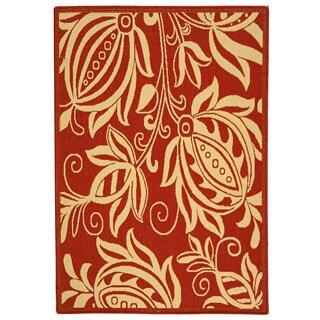 Indoor/ Outdoor Andros Red/ Natural Rug (4' x 5'7)