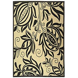 Indoor/ Outdoor Andros Sand/ Black Rug (7'10 x 11')