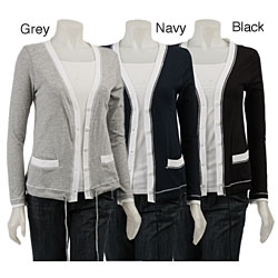 C&C California Women's Jersey Mix Tie Cardigan