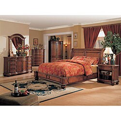 Longmire 4-piece Cherry Low-profile King-size Bedroom Set