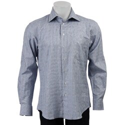 FINAL SALE Toscano Men's Blue Grid Long-sleeve Shirt