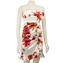 Onyx Nites Women's Floral Print Strapless Dress