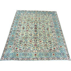 Persian Kashan Light Green Rug (9'6 x 12'7)
