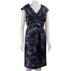 Donna Ricco Women's Plus Size Pleated-neck Dress