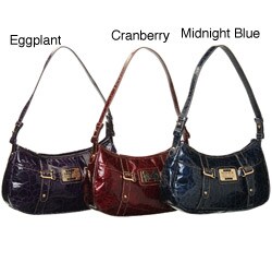 MAXX NY Women's Croc-print Top Zip Hobo Bag