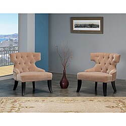 Destiny Light Cream Microfiber Suede Chairs (Set of 2)