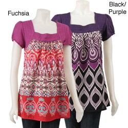 Claudia Richard Women's Geo Print Babydoll Top