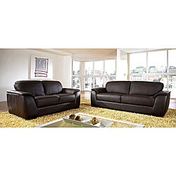 Monaco Dark Brown Premium Italian Leather Sofa and Loveseat