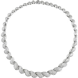 18k White Gold 7 7/8ct TDW Diamond Link Necklace (FG, VS)