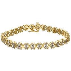 14k Yellow Gold 1ct TDW Diamond XO Bracelet (I-J, I2)