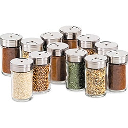 Glass 12-piece Spice Jar Set with Stainless Steel Lids