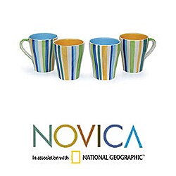 Set of 4 'Good Morning' Ceramic Mugs (Thailand)