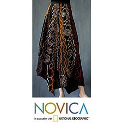 Cotton 'Midnight Vineyard' Wraparound Skirt (Thailand)