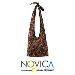 Cotton 'Hieroglyphs' Handbag (Thailand)