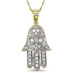 14k Gold 1/5ct TDW Diamond Hamsa Necklace