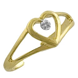 10k Yellow Gold Heart Diamond-accented Toe Ring