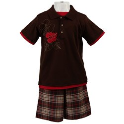 Good Lad Boy's 3-button Brown Polo Shirt Set