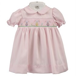 Petit Ami Newborn Girl's Embroidered Bunnies Dress 