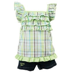 US Polo Girl's 2-piece Green Plaid Set