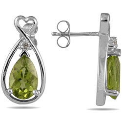 10k White Gold Peridot and Diamond Earrings