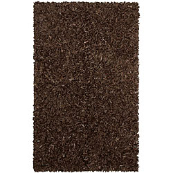Chocolate Leather Shag Rug (5' x 8')
