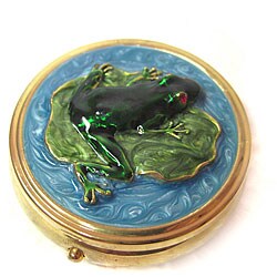 Rhinestone Frog Design Pill Box