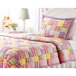 Brooke Pink Cotton 3-piece Quilt Set