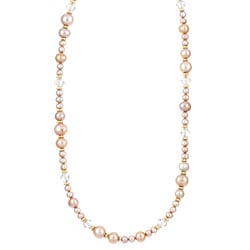 Charming Life 14k Goldfill Golden Pearl and Crystal Necklace (4-8.5 mm)