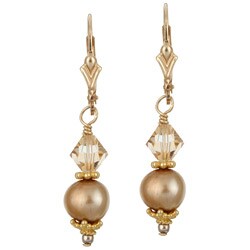 Charming Life 14k Goldfill Pearl and Crystal Earrings (7.5-8 mm)