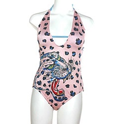 Ed Hardy Women's Pink Crystal Panther Swimsuit