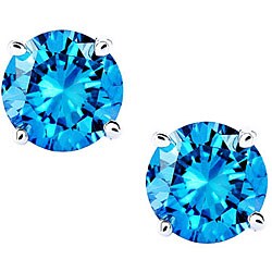 14k White Gold 1/5ct TDW Blue Diamond Stud Earrings (SI1)