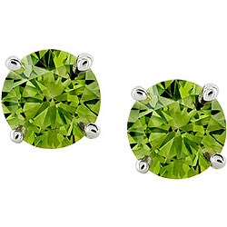 14k White Gold 1 1/2ct TDW Green Diamond Stud Earrings