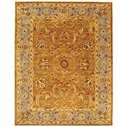 Handmade Heritage Shahi Brown/ Blue Wool Rug (9'6 x 13'6)