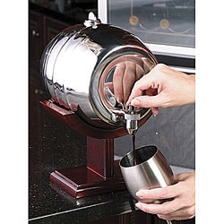 Chrome 4-liter Liquor Dispenser with Wood Stand