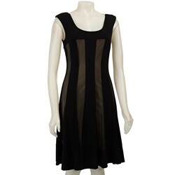 Connected Apparel Women's Sheer Overlay Panel Dress