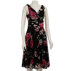 Connected Apparel Women's Floral Chiffon Dress